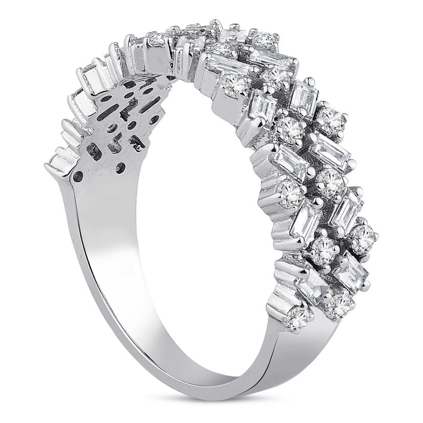 0.85 Carat Diamond Half Turn Baguette Ring