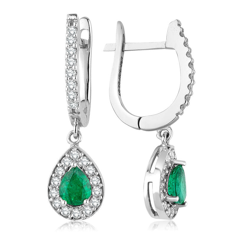 0.85 Carat Diamond Emerald Earrings