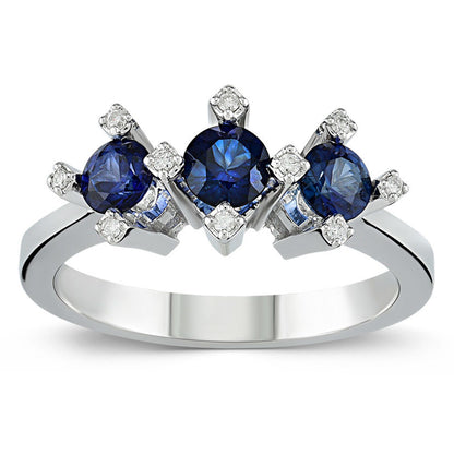 0.95 Carat Diamond Sapphire Tria Ring