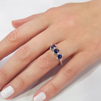 0.95 Carat Diamond Sapphire Tria Ring