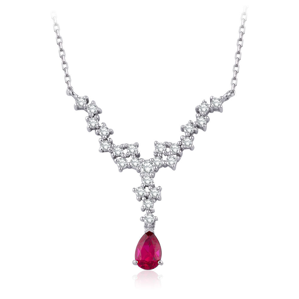 0.95 Carat Diamond Ruby Necklace