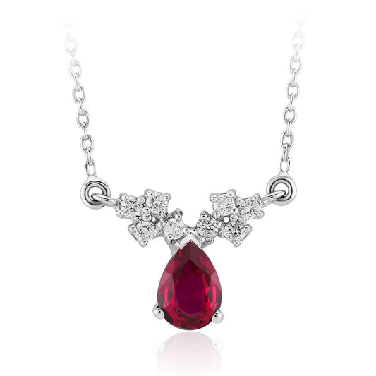 0.98 Carat Diamond Ruby Necklace