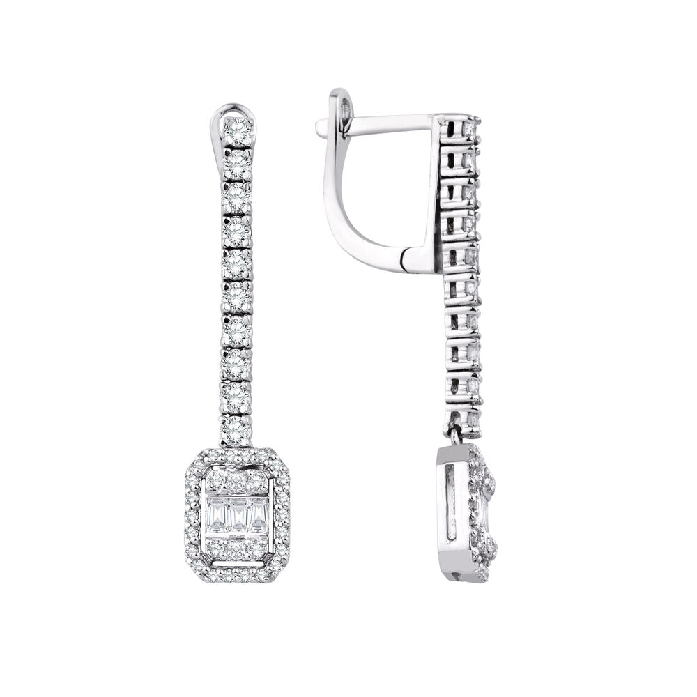 0.99 Carat Diamond Baguette Earrings