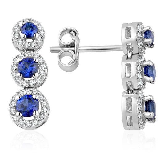 1.00 Carat Diamond Sapphire Earrings