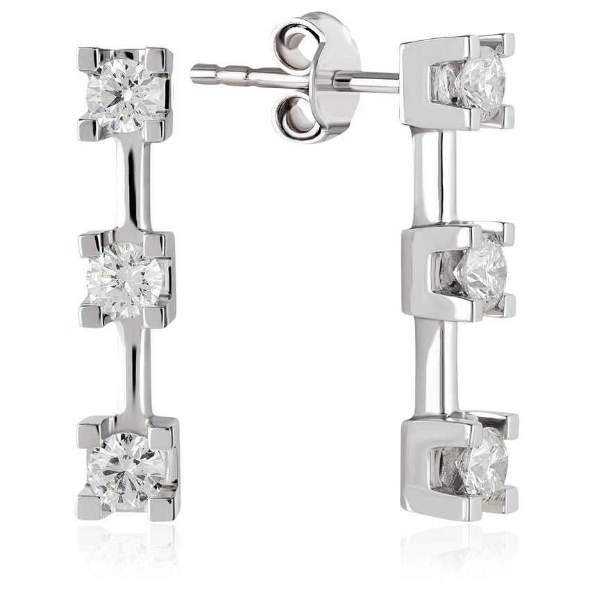 1.00 Carat Tria Solitaire Diamond Earrings