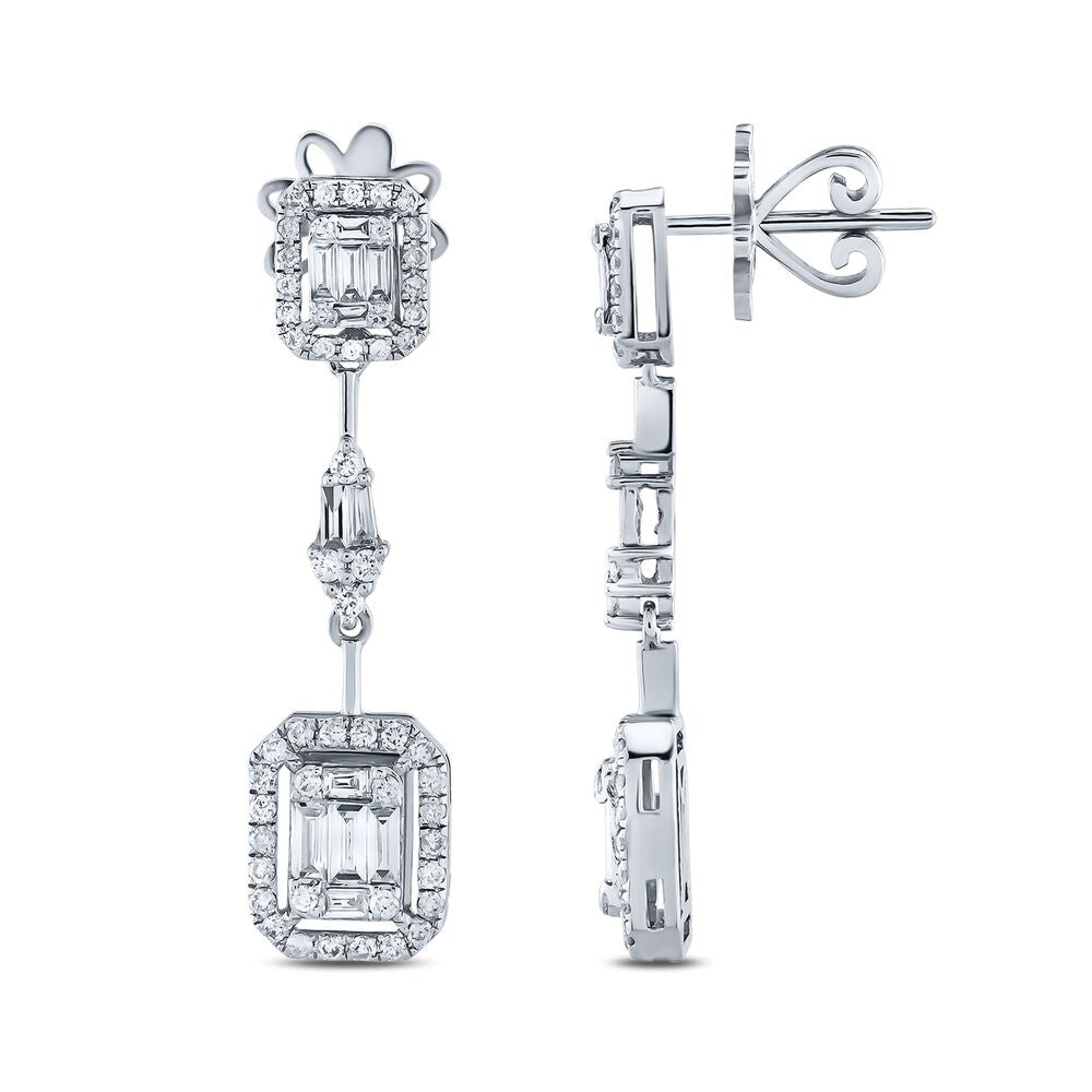 1.00 Carat Diamond Baguette Earrings