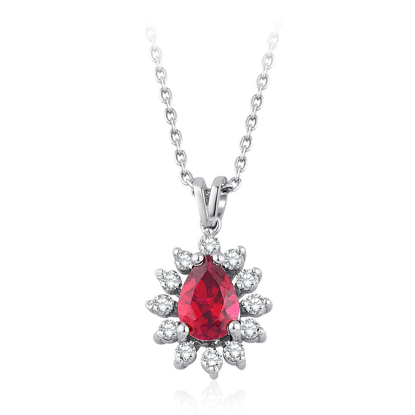 1.05 Carat Diamond Ruby Necklace