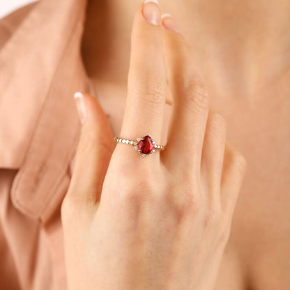 1.05 Carat Diamond Ruby Ring Rose Solid Gold