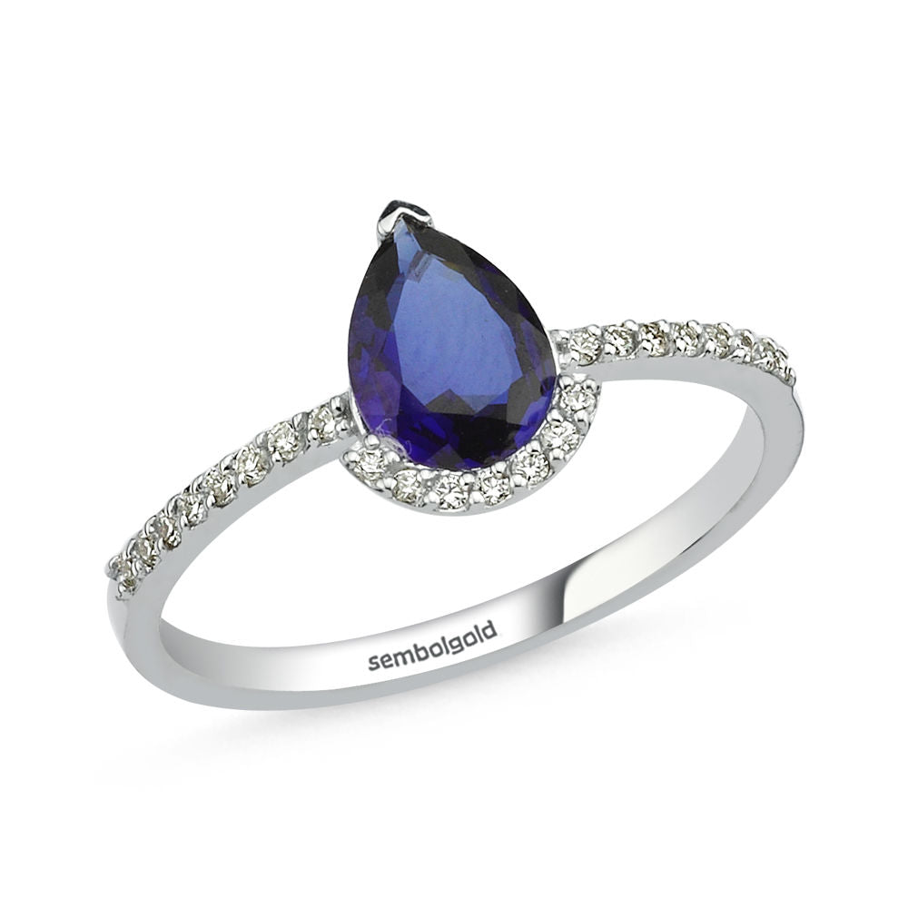 1.05 Carat Diamond Sapphire Ring F - Vs2 White Solid Gold