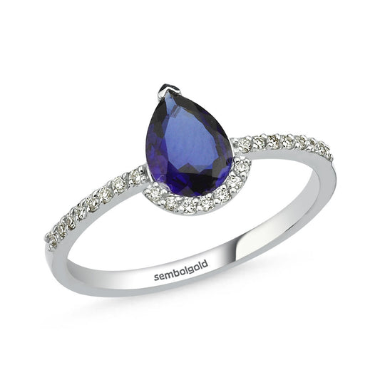 1.05 Carat Diamond Sapphire Ring F - Vs2 White Solid Gold