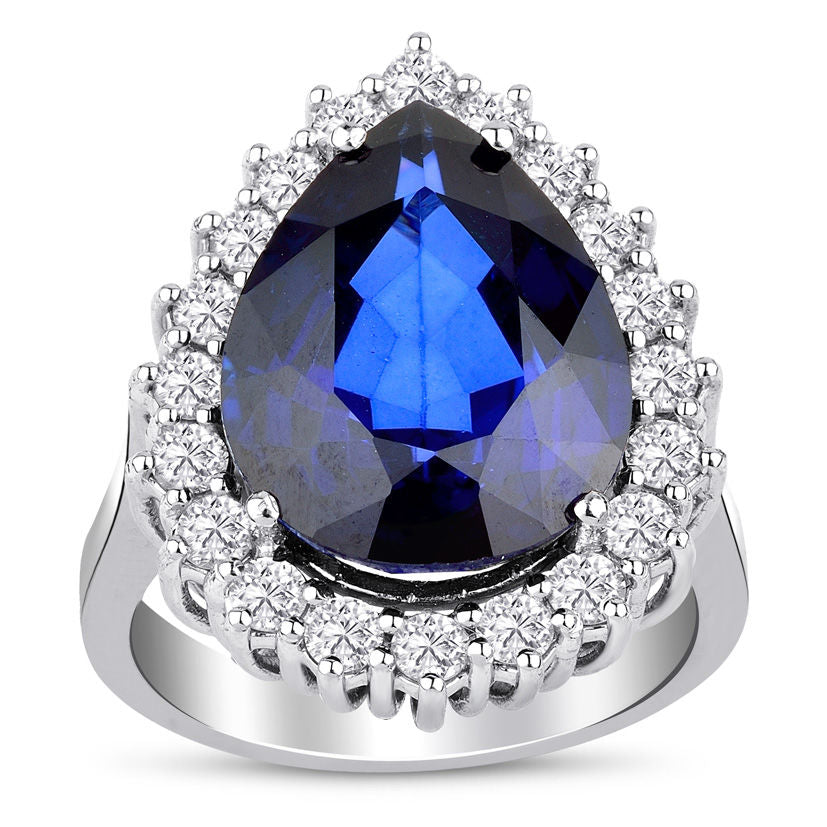 10.90 Carat Diamond Sapphire Ring