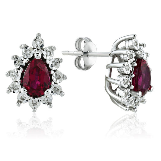 1.12 Carat Diamond Ruby Earrings