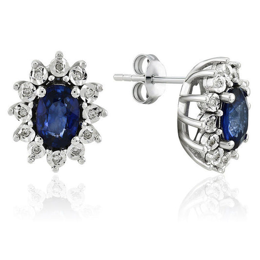 1.21 Carat Diamond Sapphire Earrings