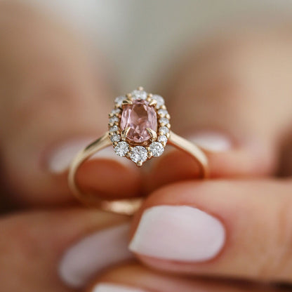 1.31 Carat Diamond Lab.Morganite Ring