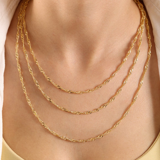 14K Solid Gold 55 cm Singapore Chain 3.0 mm