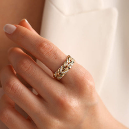 14K Solid Gold Wheat Ring Special Design