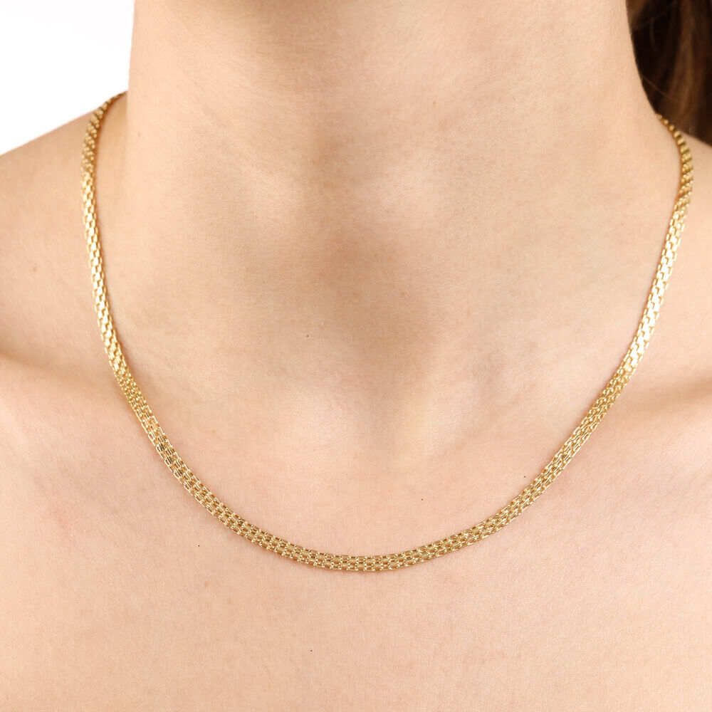 14K Solid Gold Bismark Chain 45 Cm