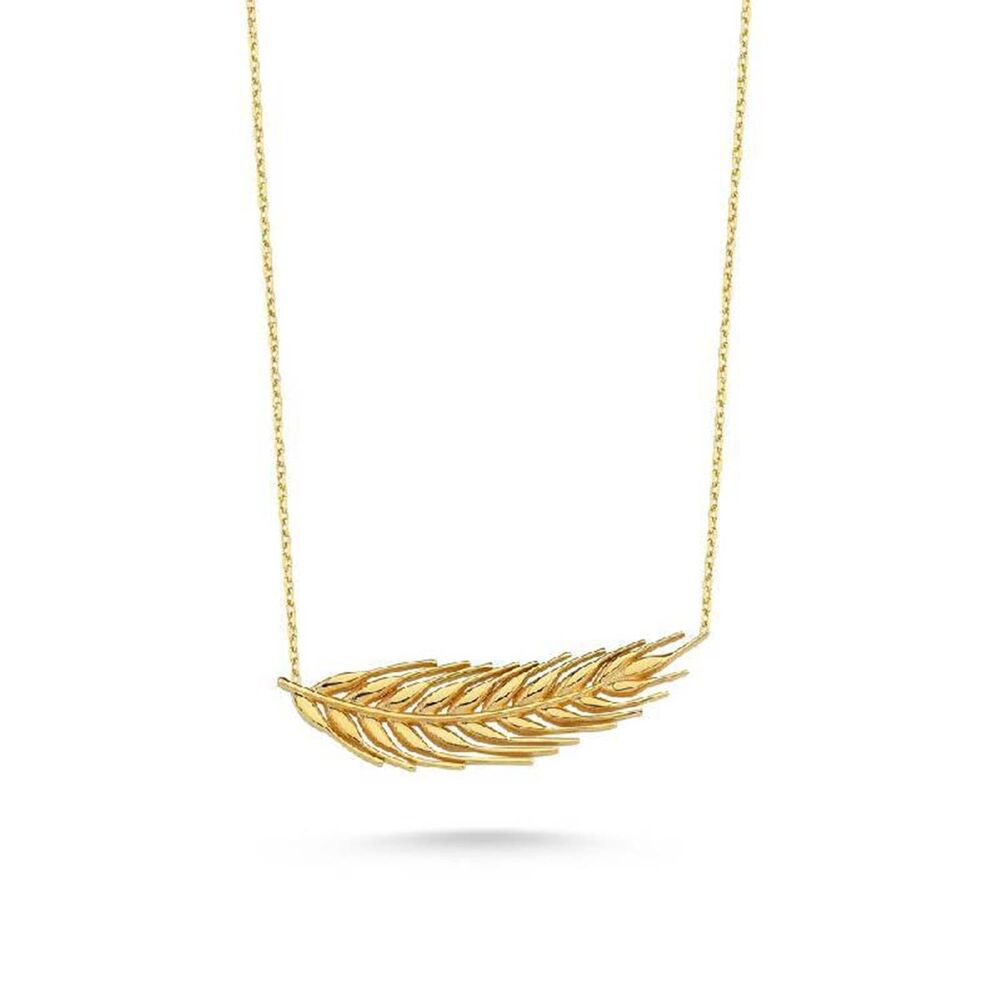 14K Solid Gold Wheat Necklace