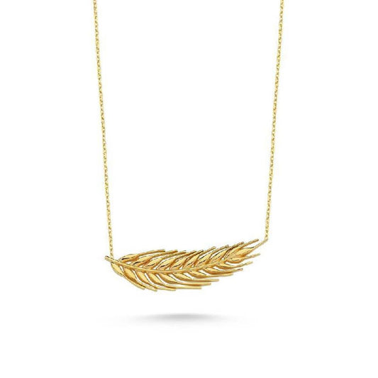 14K Solid Gold Wheat Necklace