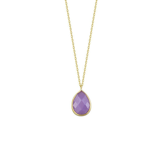 14K Solid Gold Drop Necklace Lilac