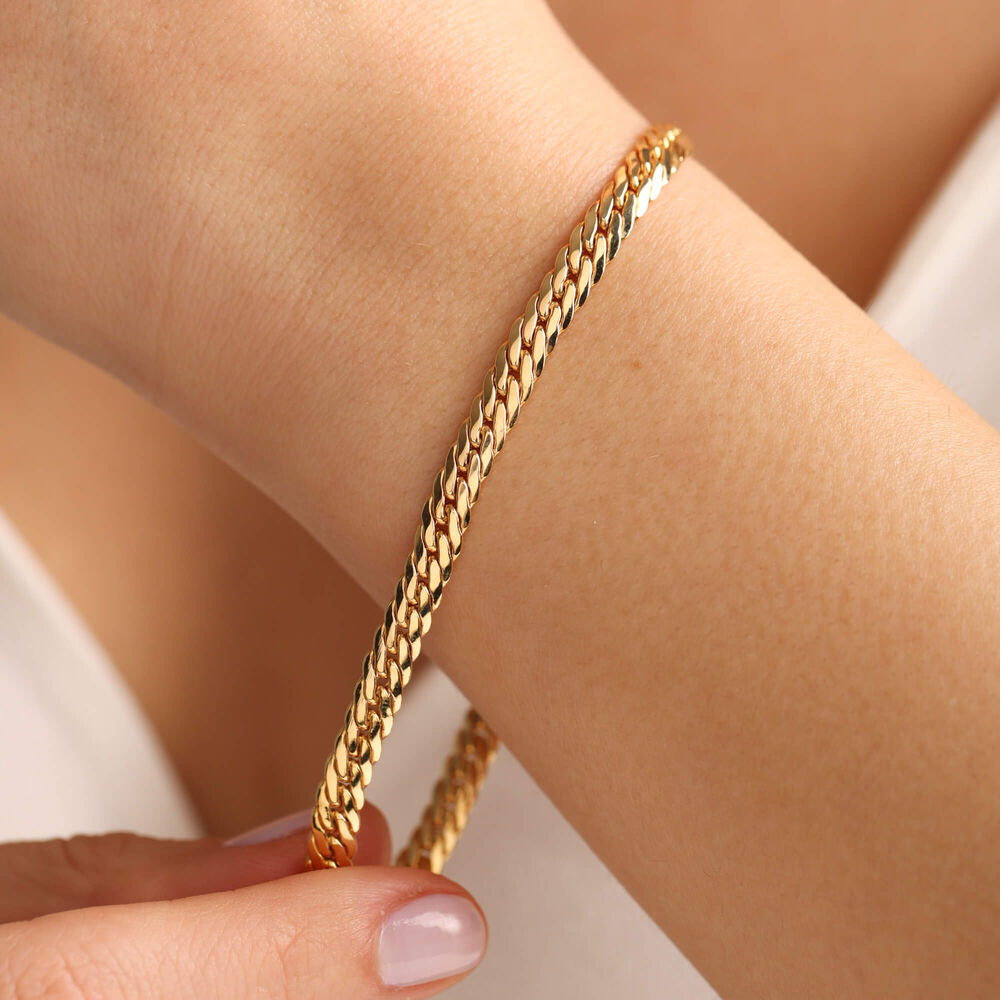 14K Solid Gold Gourmet Bracelet 5 mm