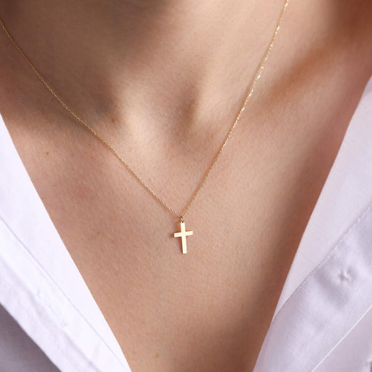 14K Solid Gold Cross / Crucifix Necklace