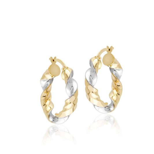 14K Solid Gold Hoop Earrings 2,5 cm Twisted