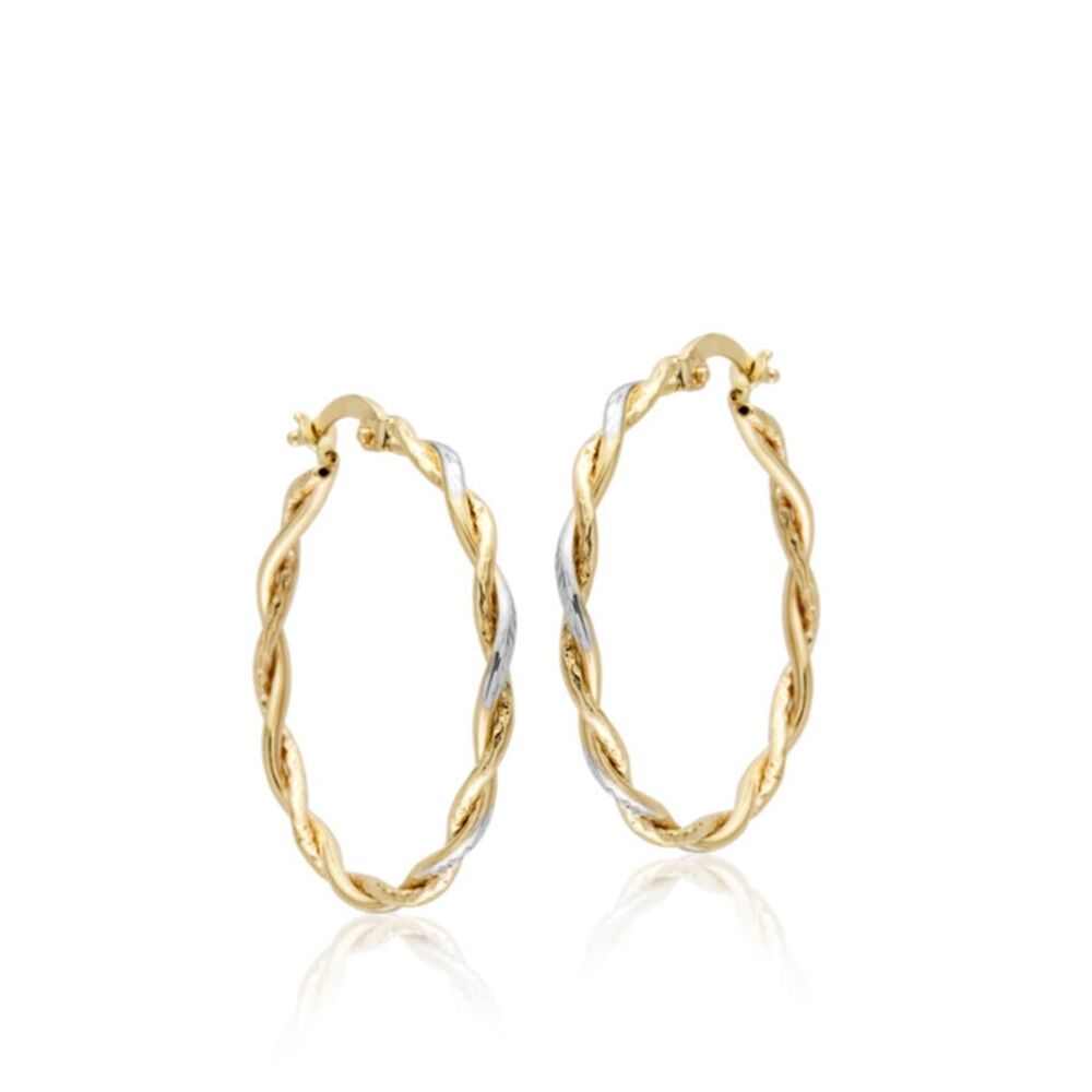 14K Solid Gold Hoop Earrings 3,0 cm Twisted