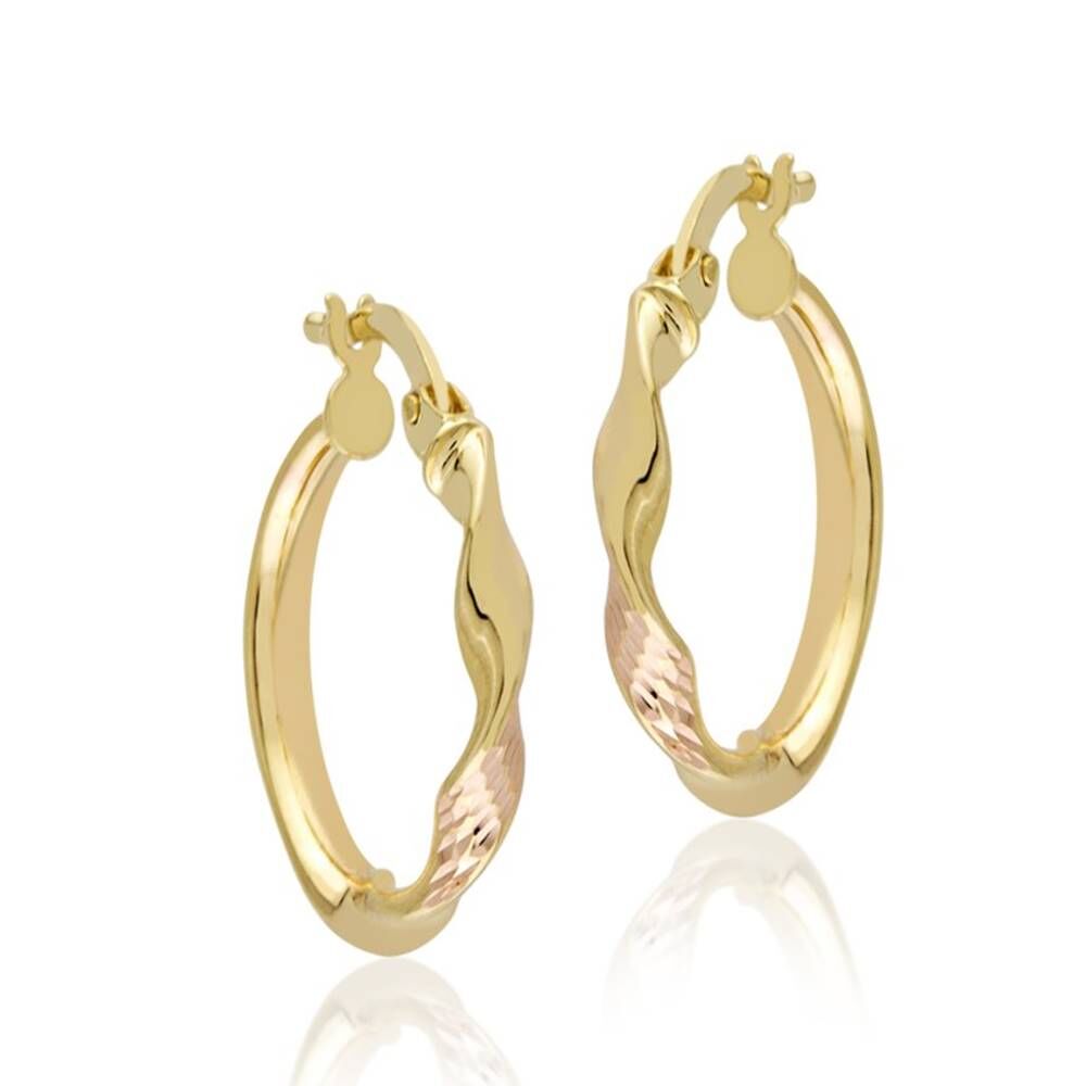 14K Solid Gold Hoop Earrings Twisted 2,0 cm