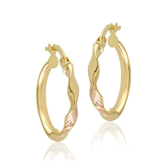 14K Solid Gold Hoop Earrings Twisted 2,0 cm