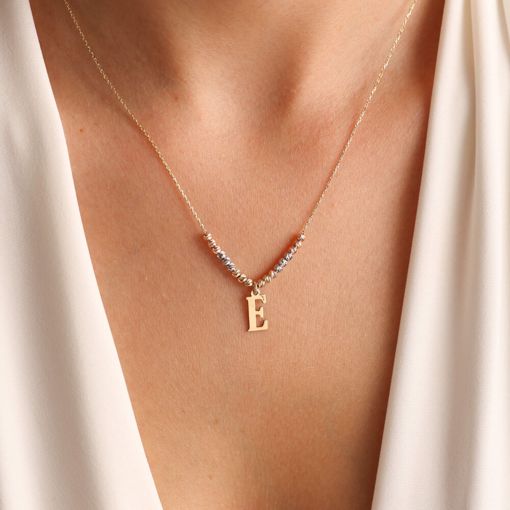 14K Solid Gold Initial Necklace Dorica (All Initials Are Available)