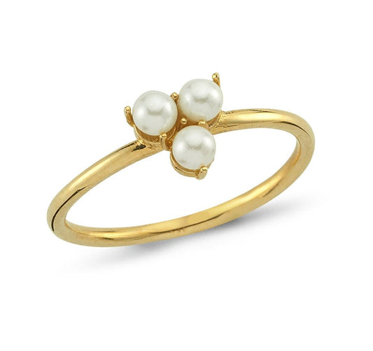 14K Solid Gold Pearl Ring Cemre