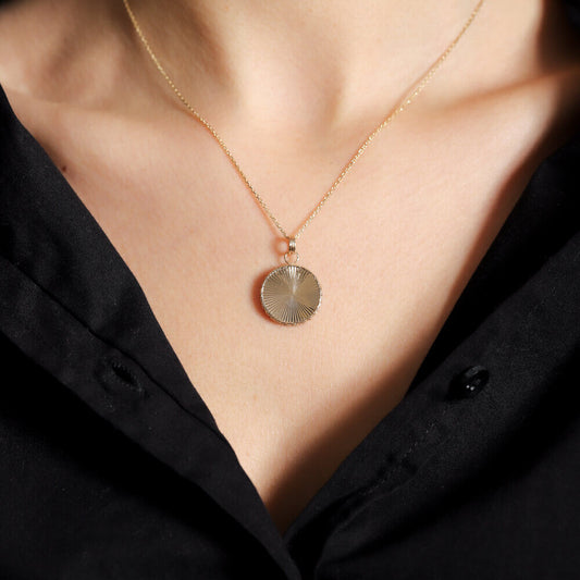 14K Solid Gold Necklace Round