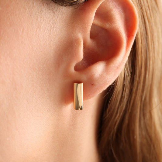 14K Solid Gold Cube Earrings 1.5 cm