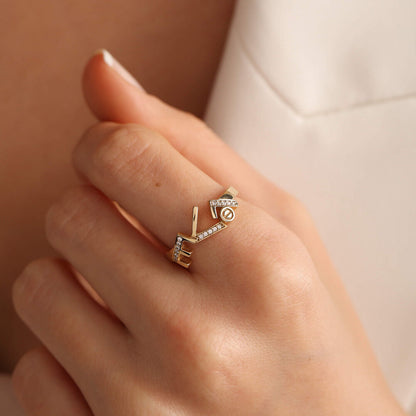 14K Solid Gold Love Design Ring