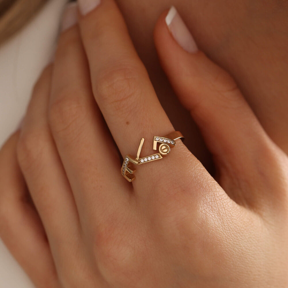 14K Solid Gold Love Design Ring