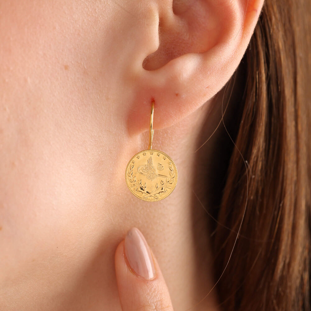 14K Solid Gold Resat Dangle Earrings