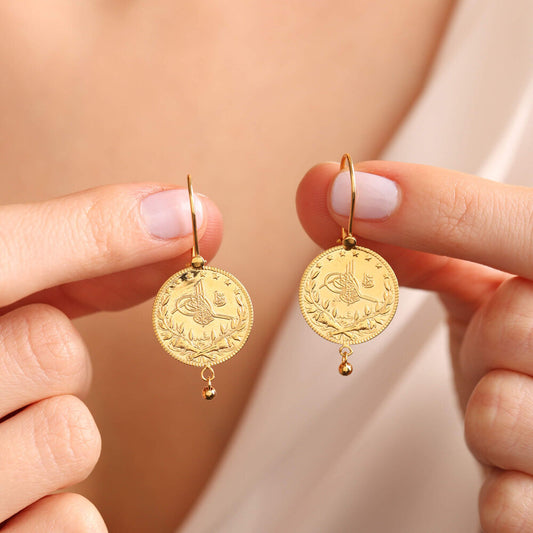 14K Solid Gold Dangle Ball Earrings