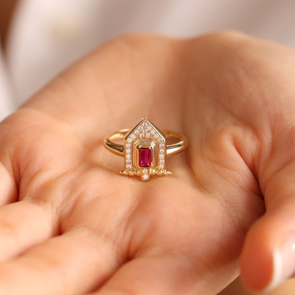 14K Solid Gold Ruby Ring Special Design House