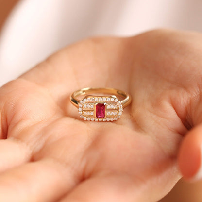 14K Solid Gold Ruby Ring Special Design