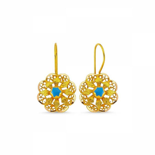 14K Solid Gold Dangle Earrings Daisy Model
