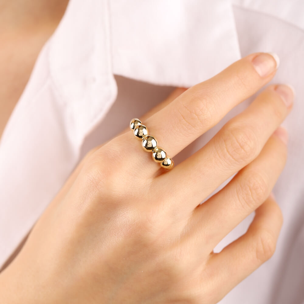 14K Solid Gold Ball Ring