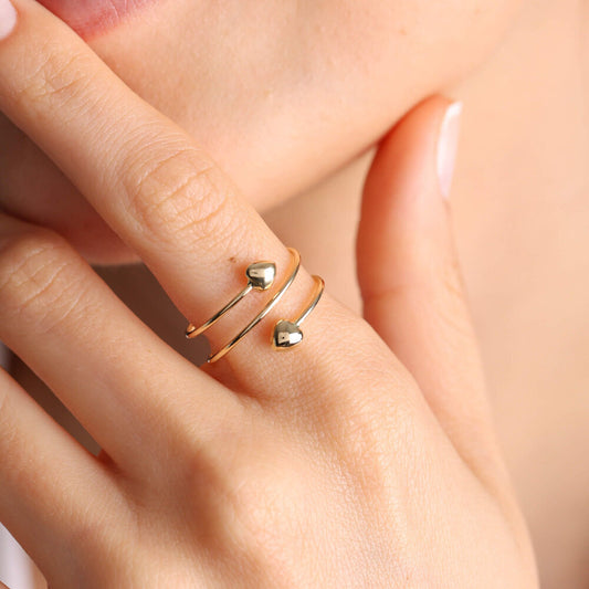 14K Special Design Solid Gold Heart Ring Form