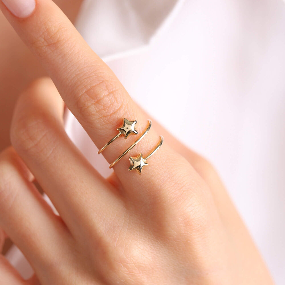 14K Special Design Solid Gold Ring Star Form