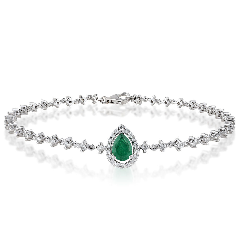 1.40 Carat Diamond Emerald Bracelet