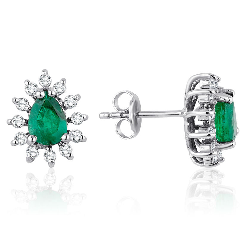 1.40 Carat Diamond Emerald Earrings