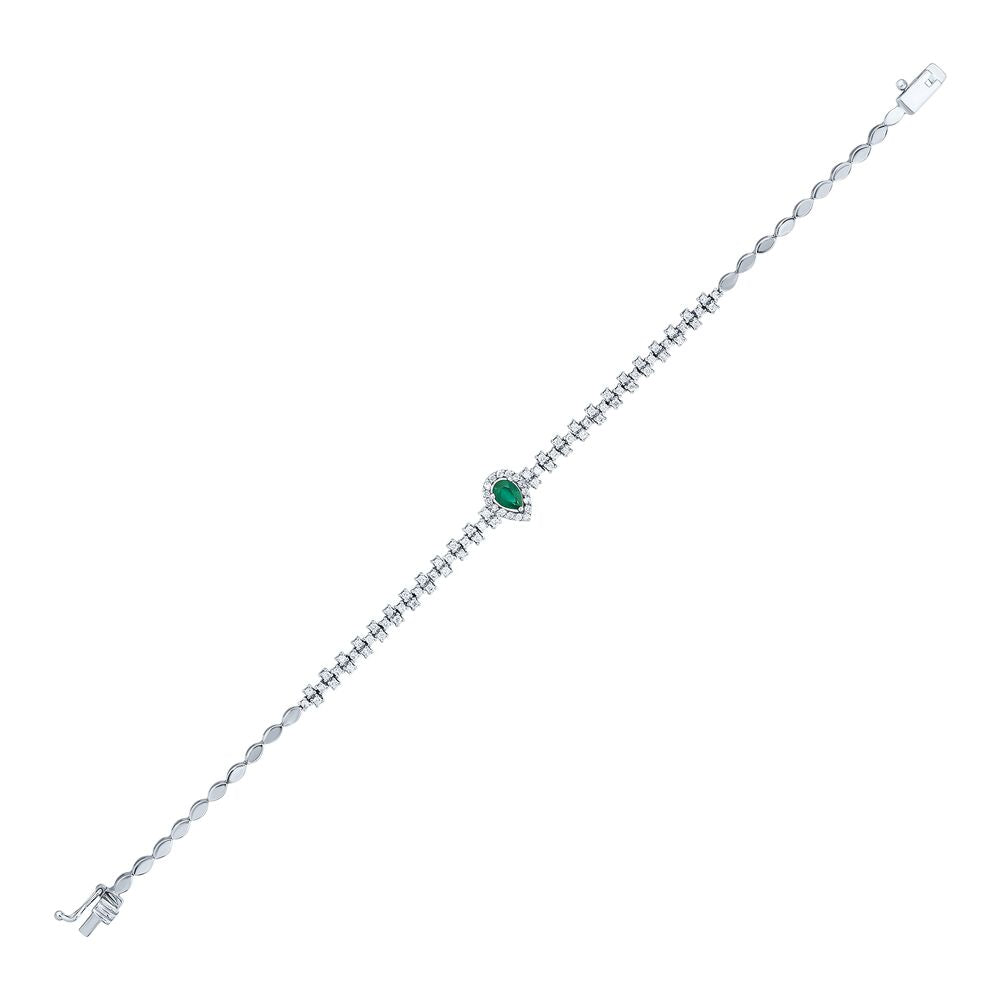 1.40 Carat Diamond Emerald Bracelet