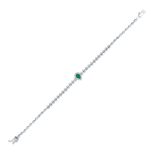 1.40 Carat Diamond Emerald Bracelet