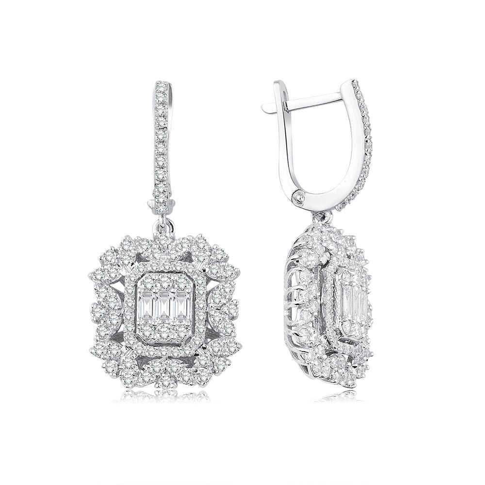 1.43 Carat Diamond Baguette Earrings