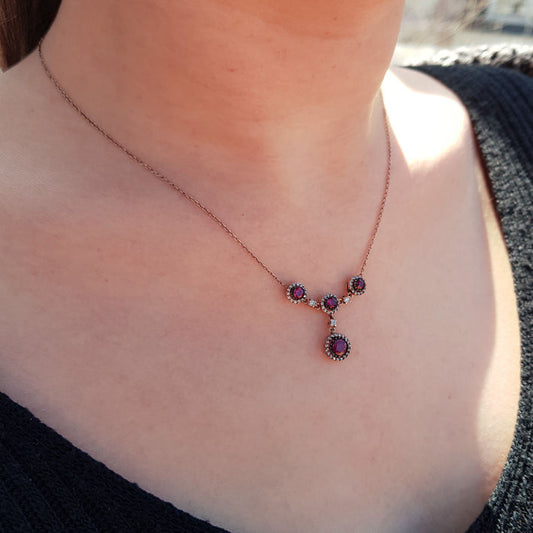 1.48 Carat Diamond Ruby Necklace